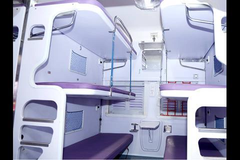 Indian Railways coaches have been fitted with new interiors, colour schemes and passenger amenities as a ‘model rake’ for a refurbishment programme.